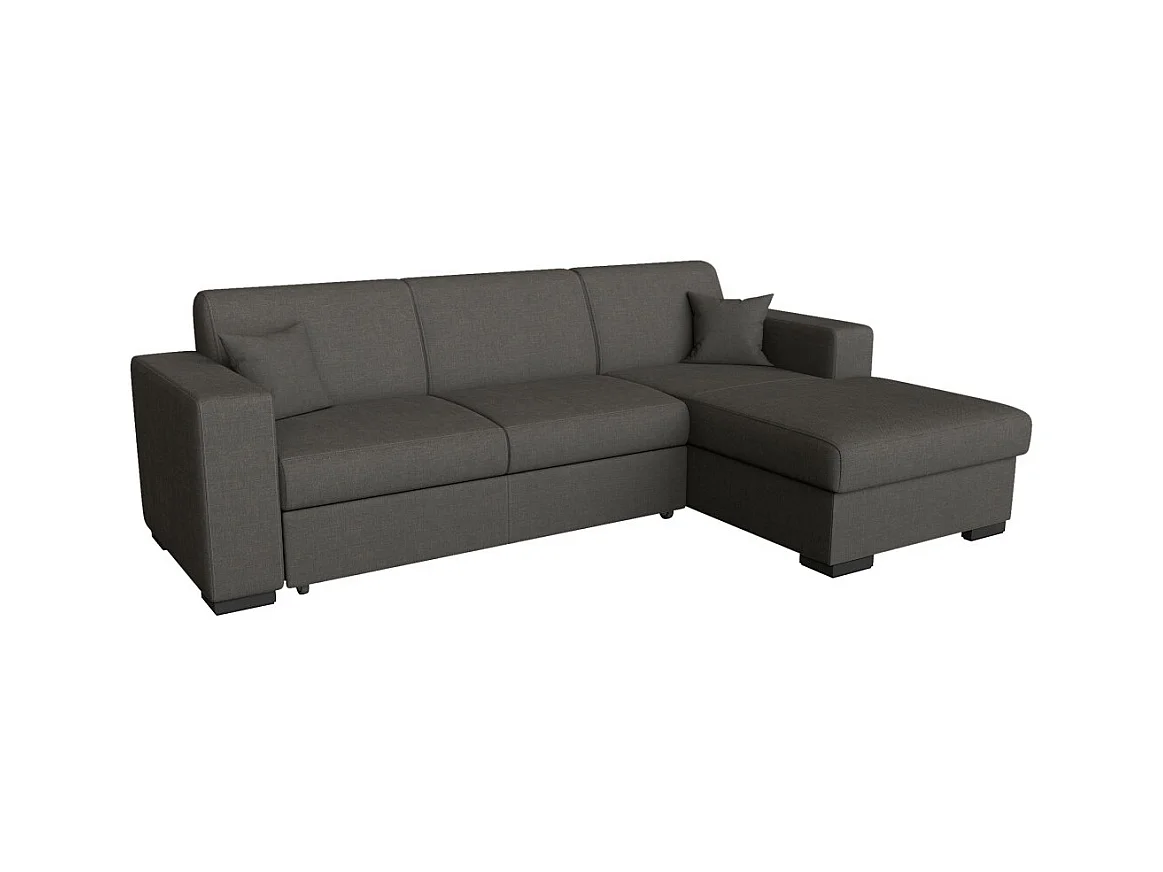 Canapé d'angle droit 4 places Fuji XL convertible avec coffre en tissu - Gris anthracite - L262 x 157 x 83cm - Loungitude