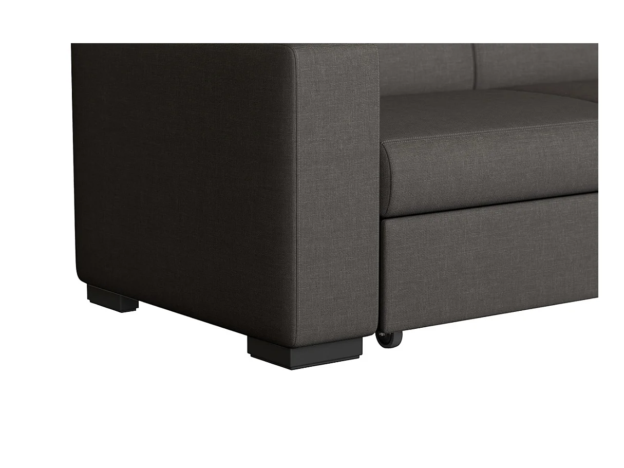 Canapé d'angle droit 4 places Fuji XL convertible avec coffre en tissu - Gris anthracite - L262 x 157 x 83cm - Loungitude