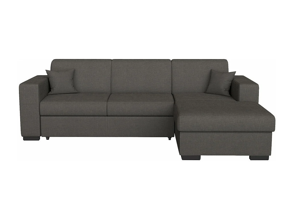 Canapé d'angle droit 4 places Fuji XL convertible avec coffre en tissu - Gris anthracite - L262 x 157 x 83cm - Loungitude