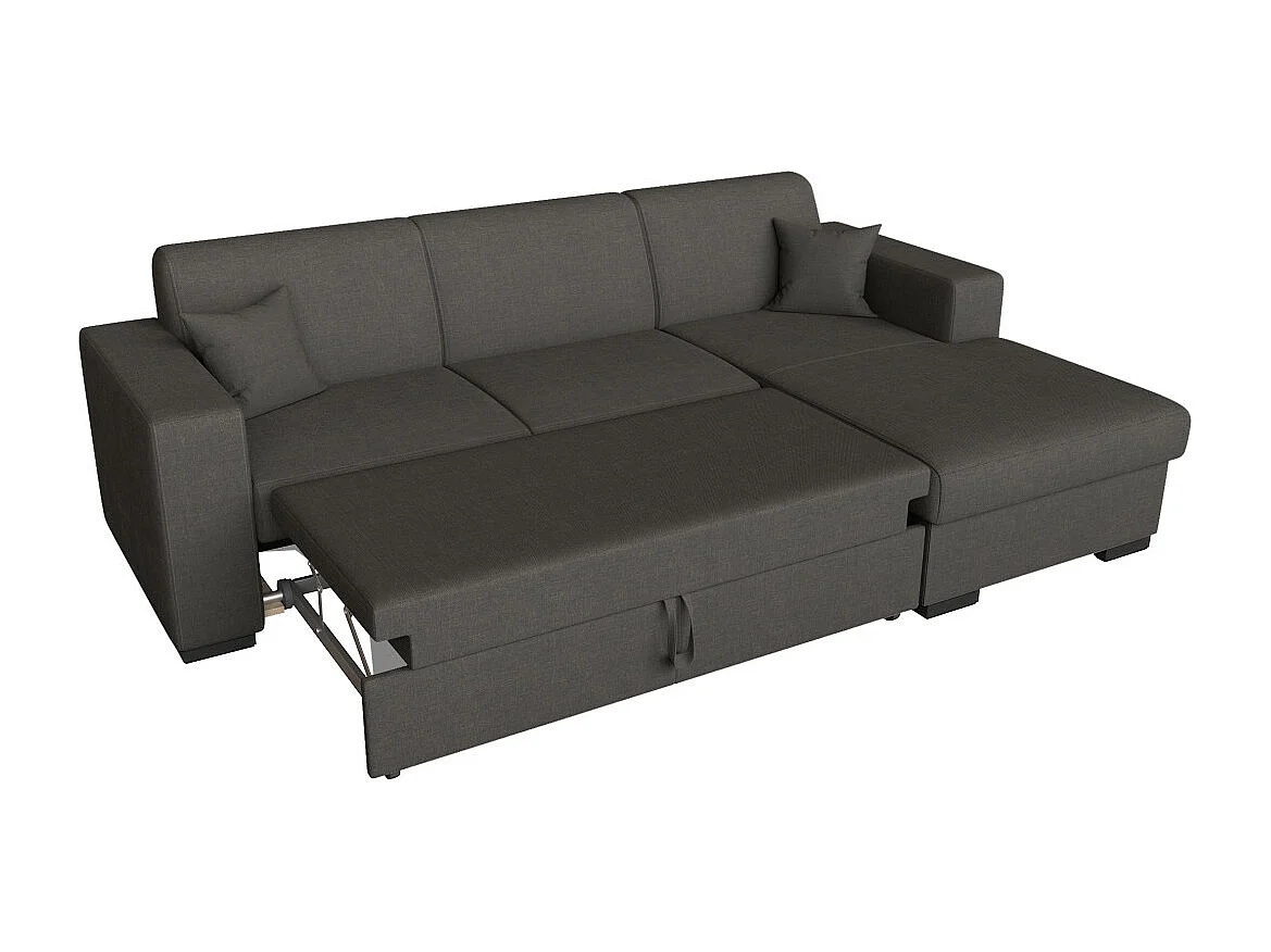 Canapé d'angle droit 4 places Fuji XL convertible avec coffre en tissu - Gris anthracite - L262 x 157 x 83cm - Loungitude