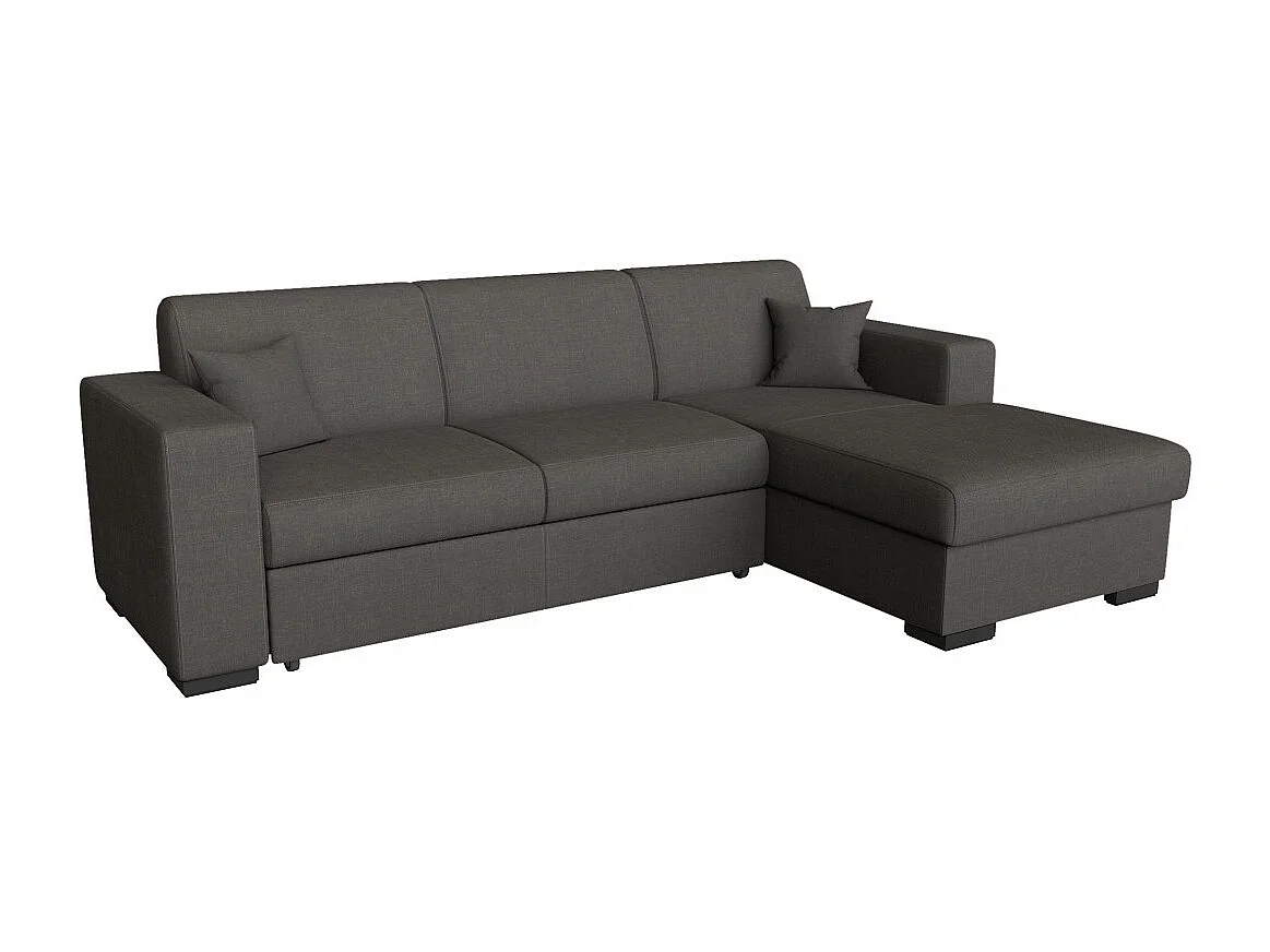 Canapé d'angle droit 4 places Fuji XL convertible avec coffre en tissu - Gris anthracite - L262 x 157 x 83cm - Loungitude