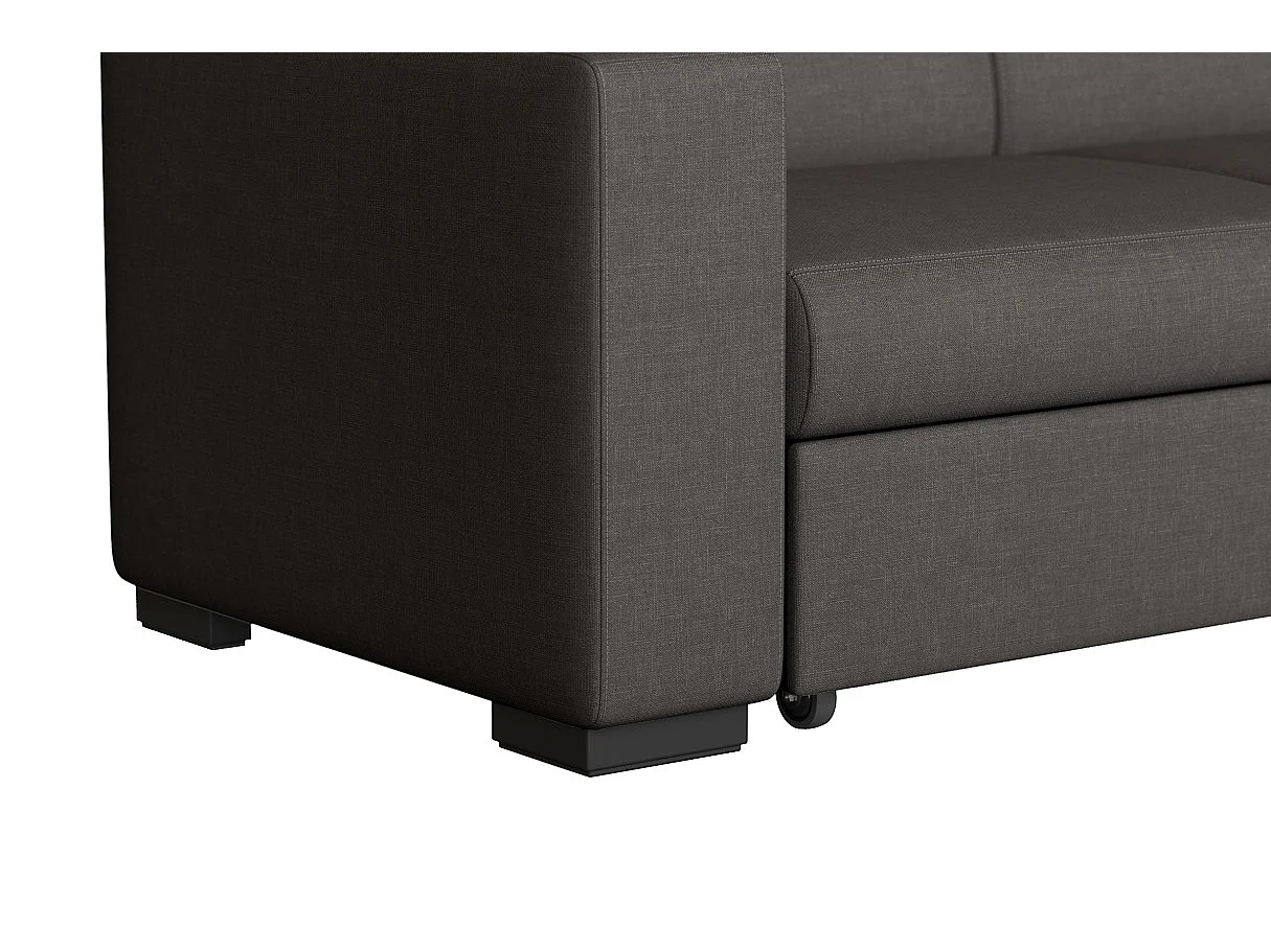 Canapé d'angle droit 4 places Fuji XL convertible avec coffre en tissu - Gris anthracite - L262 x 157 x 83cm - Loungitude