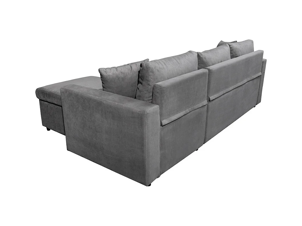 Canapé d'angle 3 Places Maria Réversible et Convertible avec Coffre en microfibre - Gris - L227 x P146 x H81cm - Loungitude