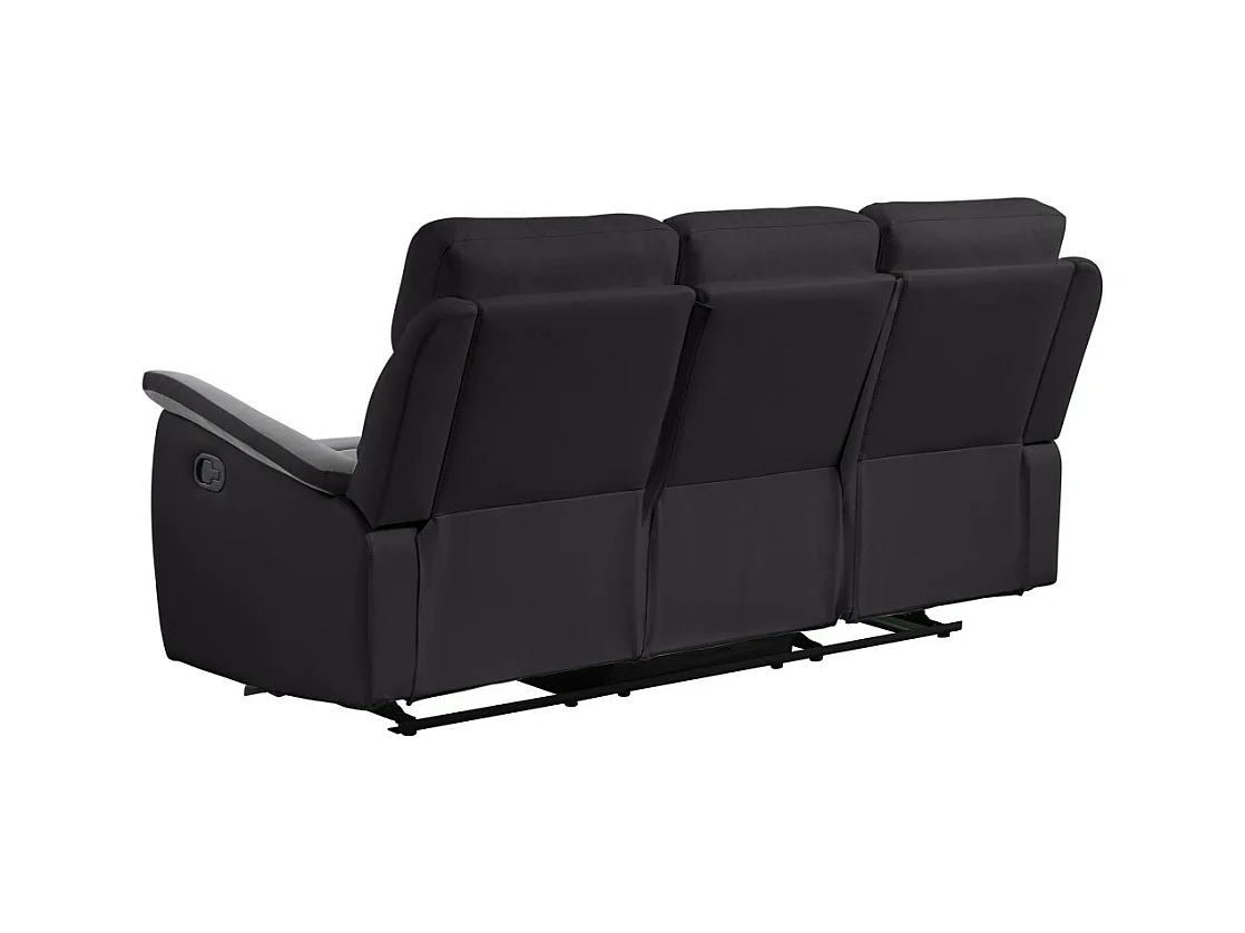 Canapé de Relaxation 3 places en Microfibre et Simili Léon - Gris et Noir - L191 x 94 x 100cm - Loungitude