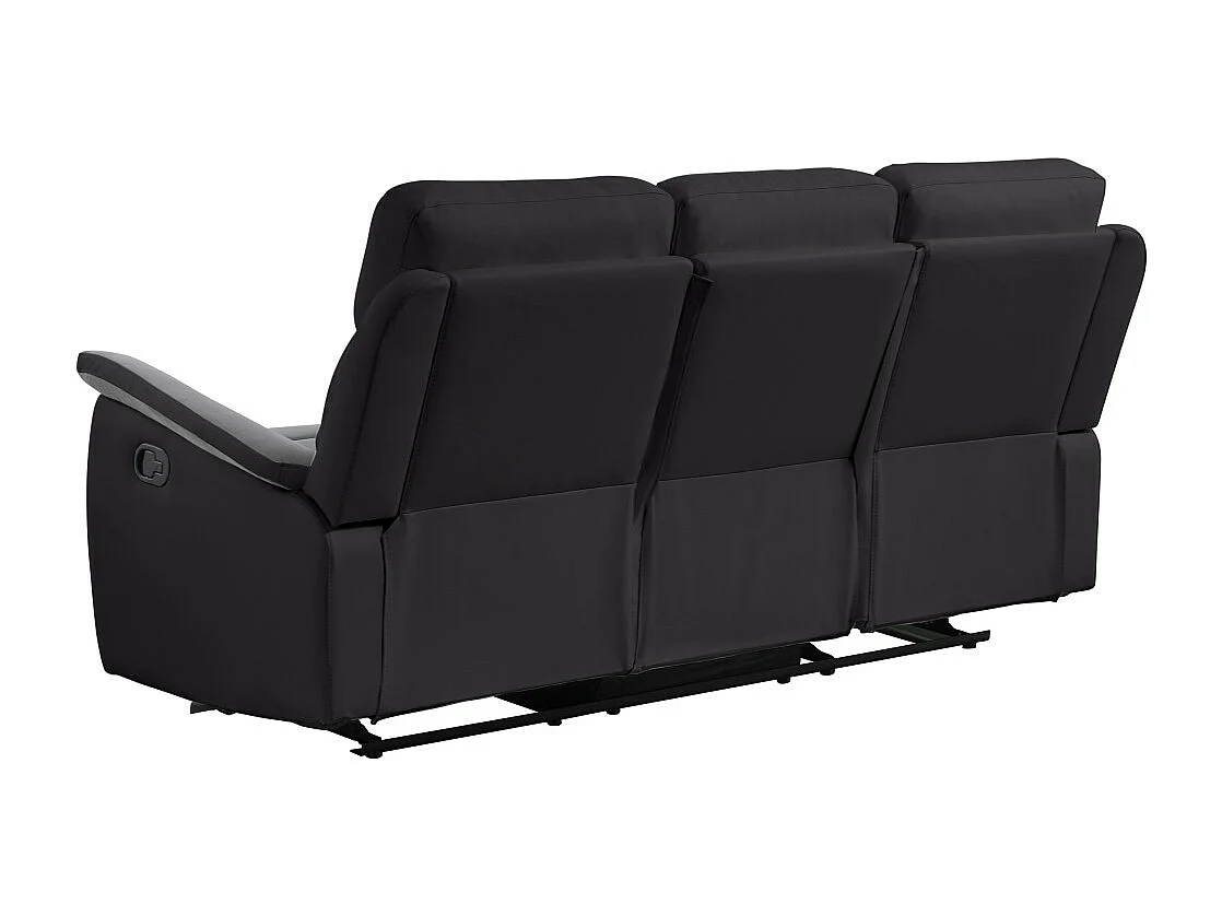 Canapé de Relaxation 3 places en Microfibre et Simili Léon - Gris et Noir - L191 x 94 x 100cm - Loungitude