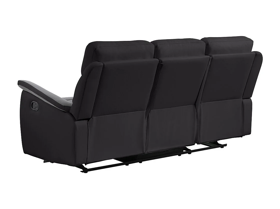 Canapé de Relaxation 3 places en Microfibre et Simili Léon - Gris et Noir - L191 x 94 x 100cm - Loungitude