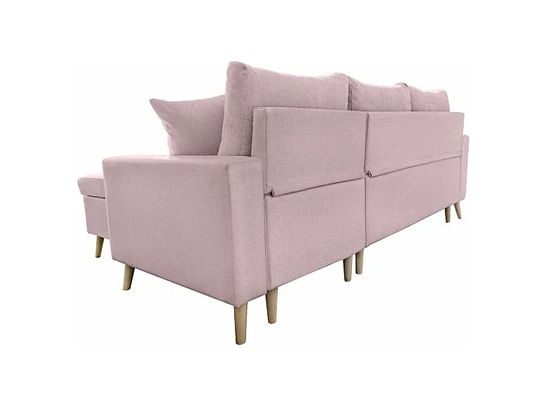 Canapé d'angle Maria scandinave Réversible et Convertible Avec Coffre en Tissu - Vieux rose - L227 x 148 x 95cm - Loungitude