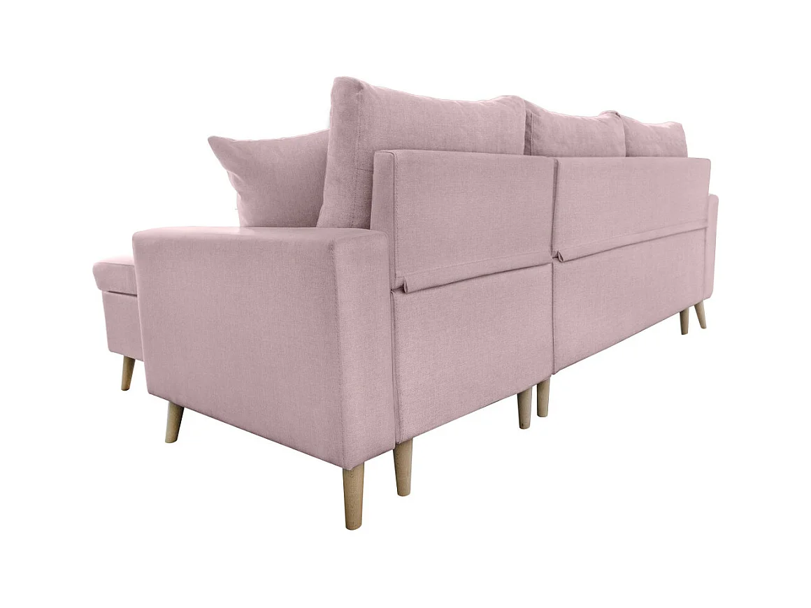 Canapé d'angle Maria scandinave Réversible et Convertible Avec Coffre en Tissu - Vieux rose - L227 x 148 x 95cm - Loungitude