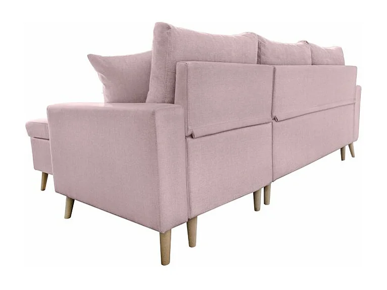 Canapé d'angle Maria scandinave Réversible et convertible Avec Coffre en Tissu - Vieux rose - L227 x 148 x 95cm - Loungitude