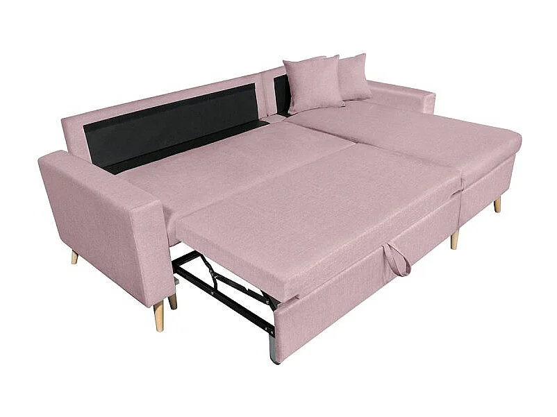 Canapé d'angle Maria scandinave Réversible et convertible Avec Coffre en Tissu - Vieux rose - L227 x 148 x 95cm - Loungitude