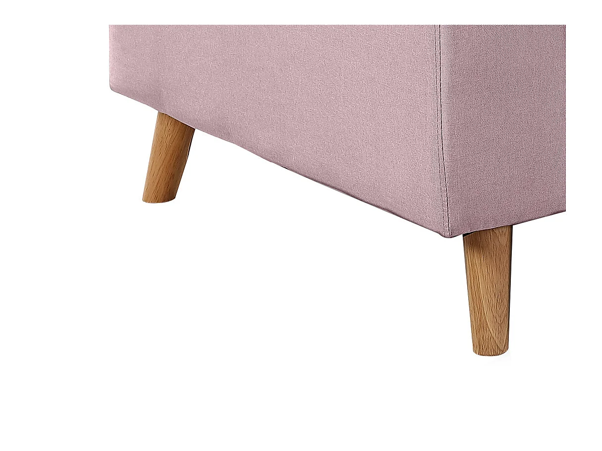 Canapé d'angle convertible 4 places avec coffre en tissu rose MARIA