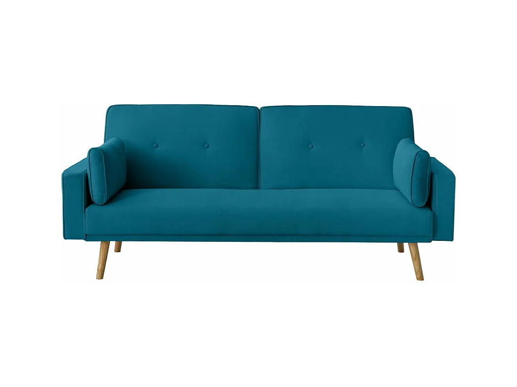 Canapé droit scandinave Elga convertible 3 places en tissu - Bleu - L205 x 87 x 85cm - Loungitude