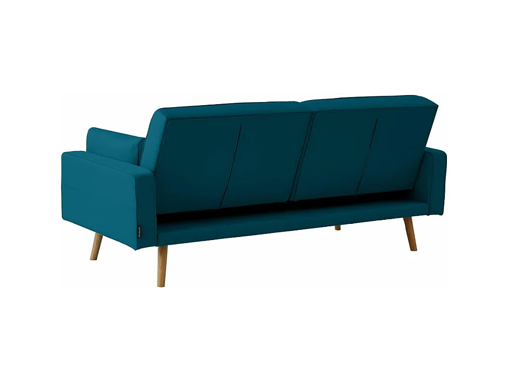 Canapé droit scandinave Elga convertible 3 places en tissu - Bleu - L205 x 87 x 85cm - Loungitude