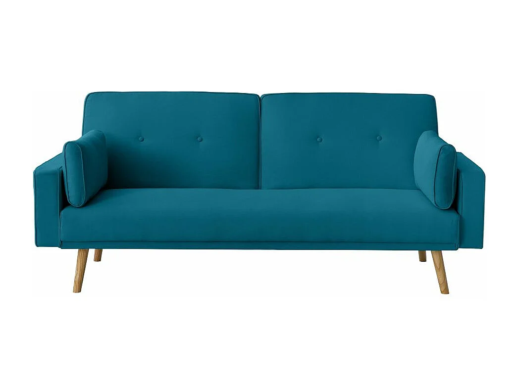 Canapé droit scandinave Elga convertible 3 places en tissu - Bleu - L205 x 87 x 85cm - Loungitude