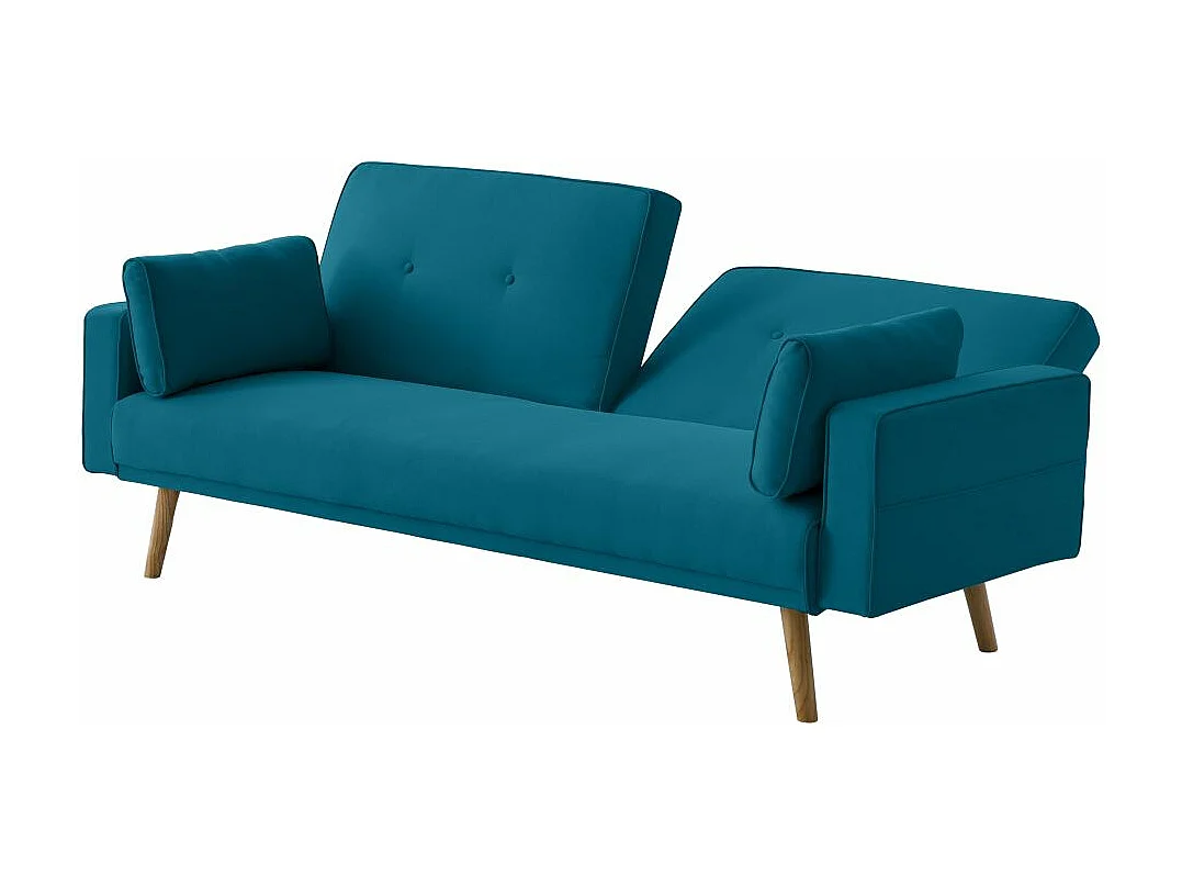Canapé droit scandinave Elga convertible 3 places en tissu - Bleu - L205 x 87 x 85cm - Loungitude