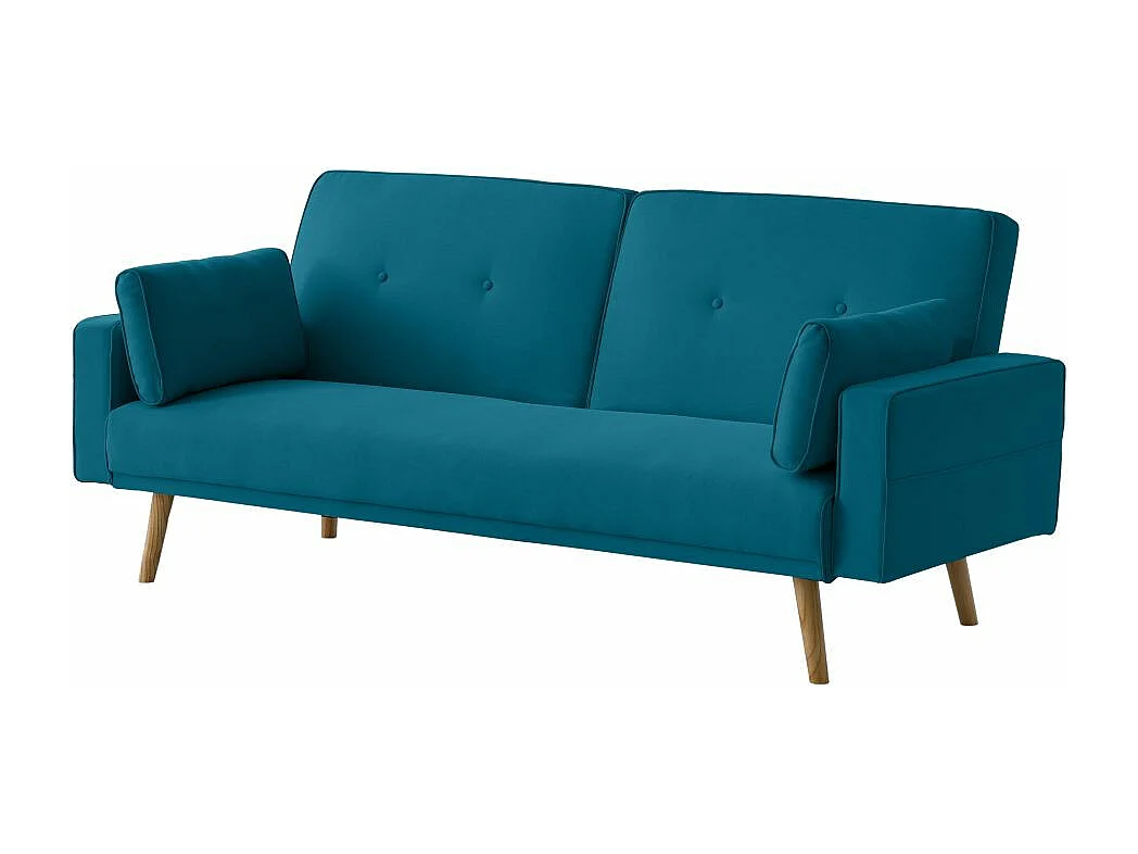 Canapé droit scandinave Elga convertible 3 places en tissu - Bleu - L205 x 87 x 85cm - Loungitude