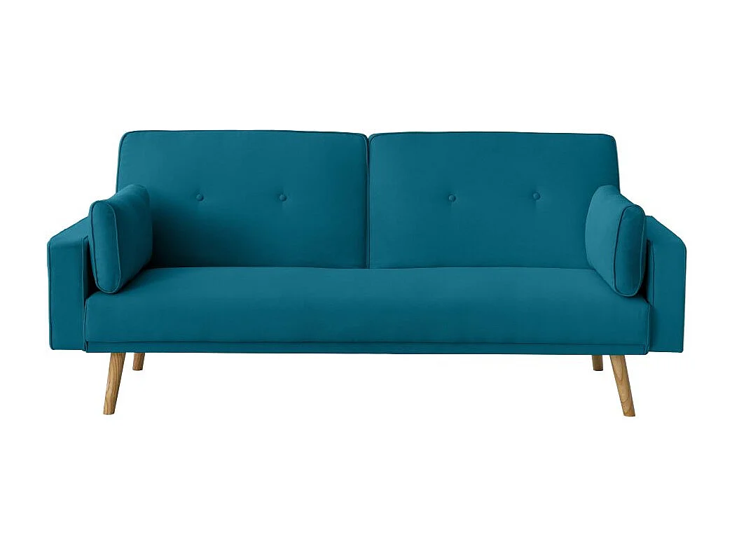 Canapé droit scandinave Elga convertible 3 places en tissu - Bleu - L205 x 87 x 85cm - Loungitude
