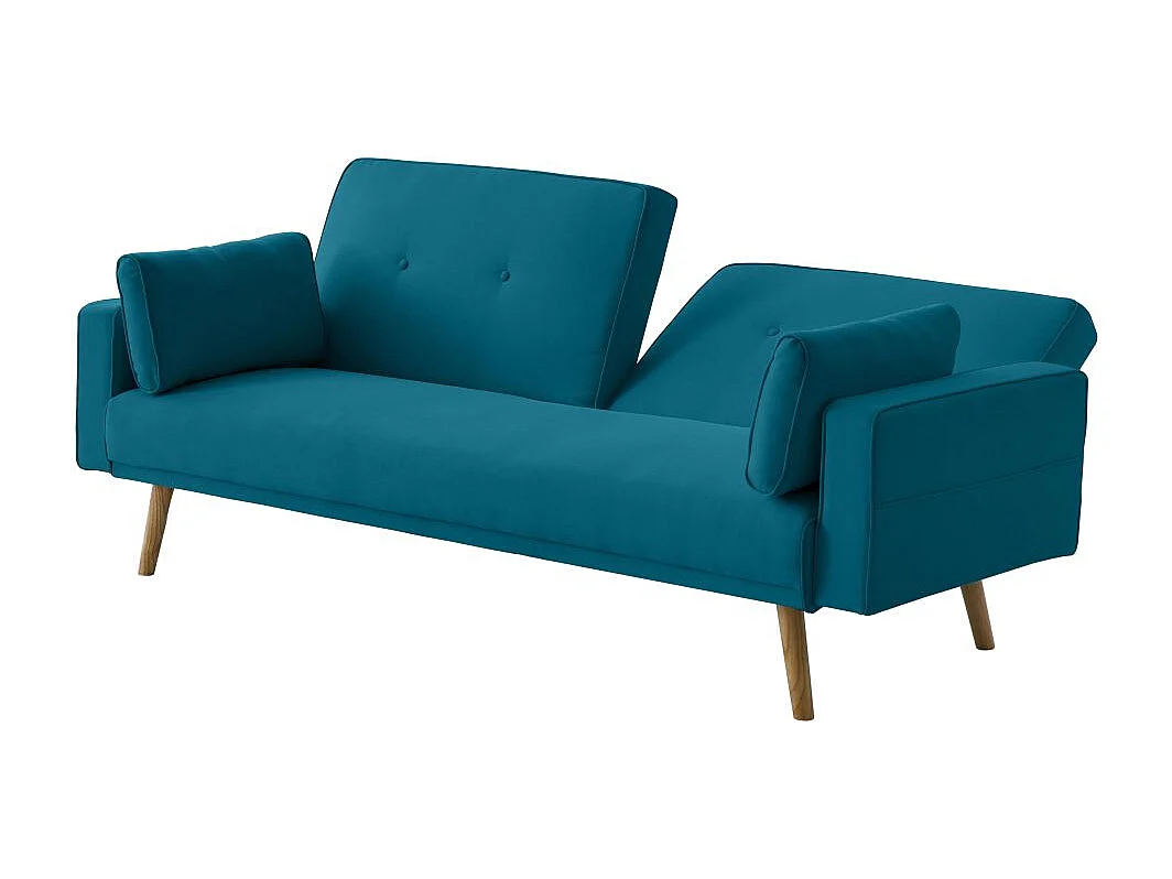 Canapé droit scandinave Elga convertible 3 places en tissu - Bleu - L205 x 87 x 85cm - Loungitude