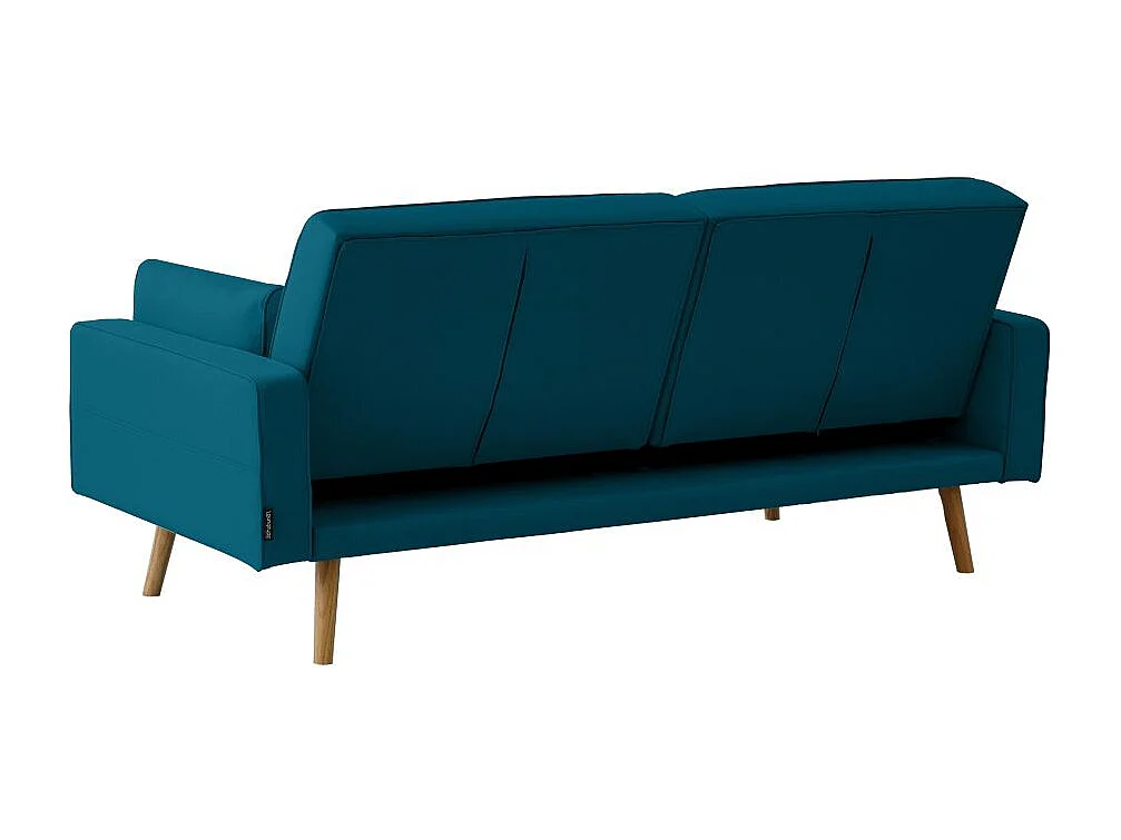 Canapé droit scandinave Elga convertible 3 places en tissu - Bleu - L205 x 87 x 85cm - Loungitude