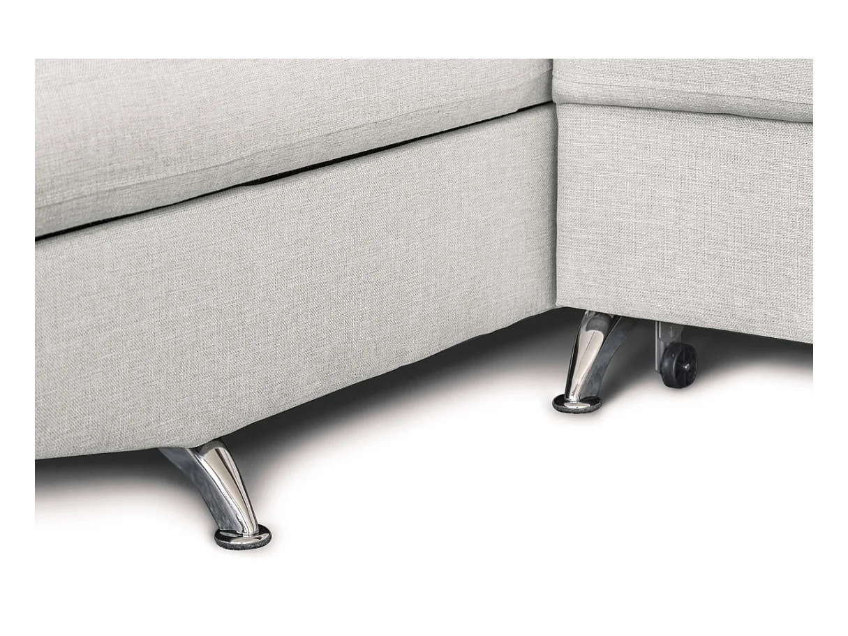 Canapé d'angle gauche 5 places Rio Convertible avec coffre en tissu - Gris perle - L271 x P192 x H70cm - Loungitude