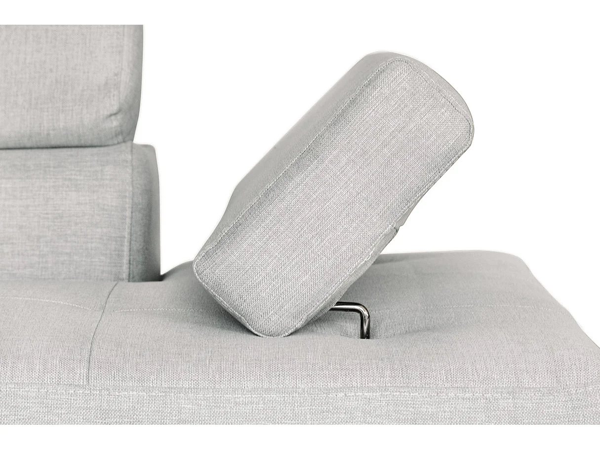 Canapé d'angle gauche 5 places Rio convertible avec coffre en tissu - Gris perle - L271 x P192 x H70cm - Loungitude