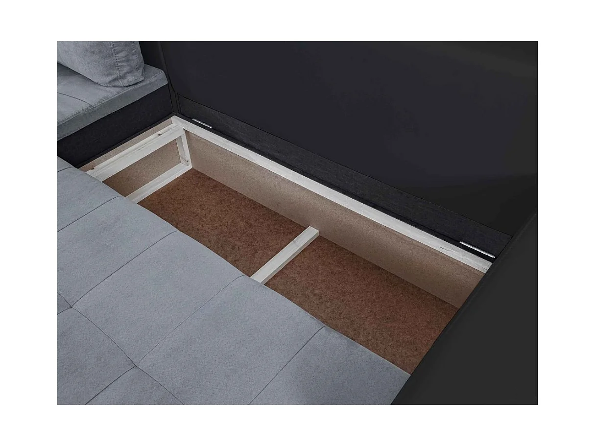 Canapé d'angle Gauche 4 places Suzie Convertible en Simili et Microfibre - Gris et Noir - L246 x 188 x 80cm - Loungitude