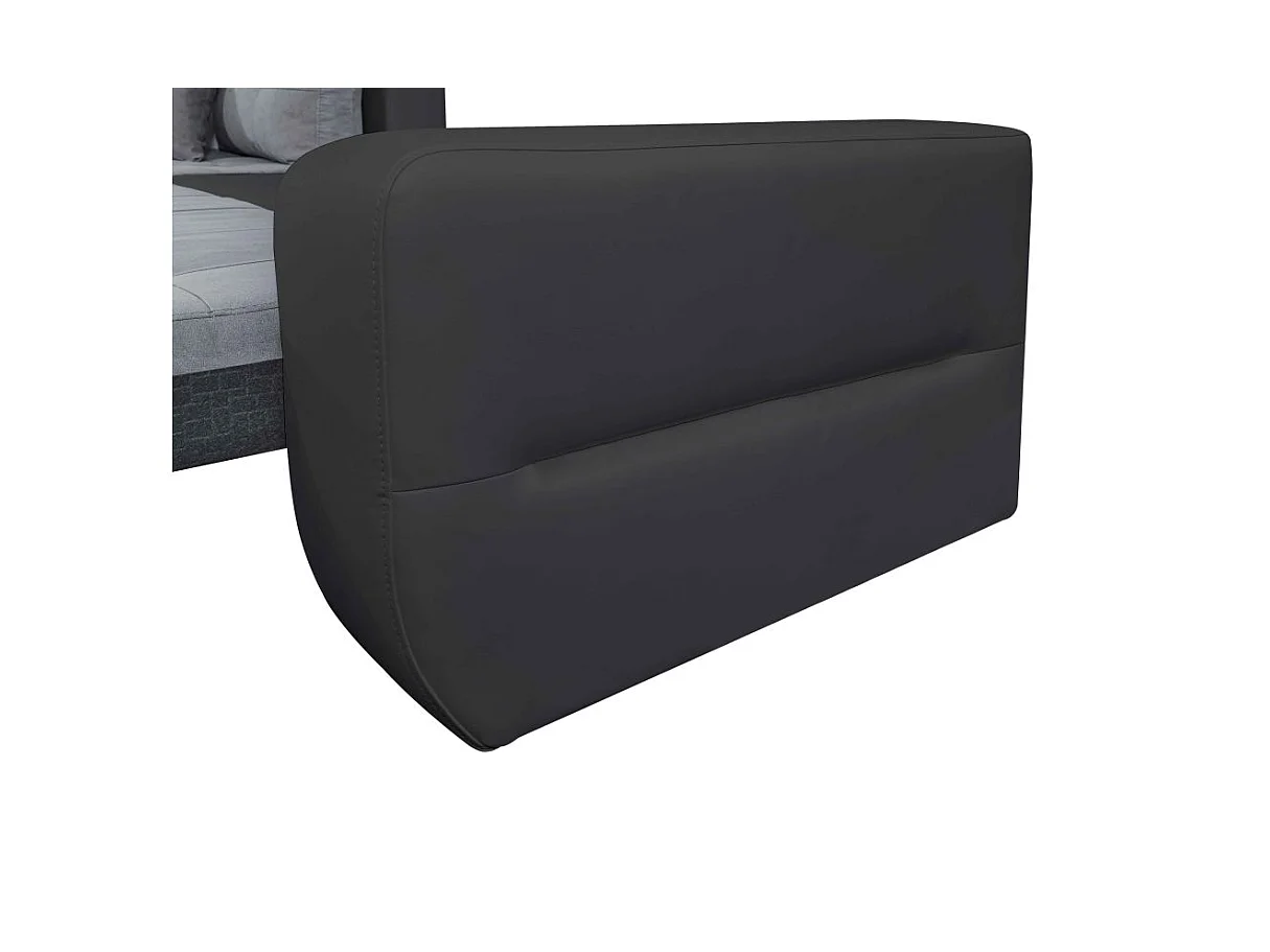 Canapé d'angle Gauche 4 places Suzie Convertible en Simili et Microfibre - Gris et Noir - L246 x 188 x 80cm - Loungitude