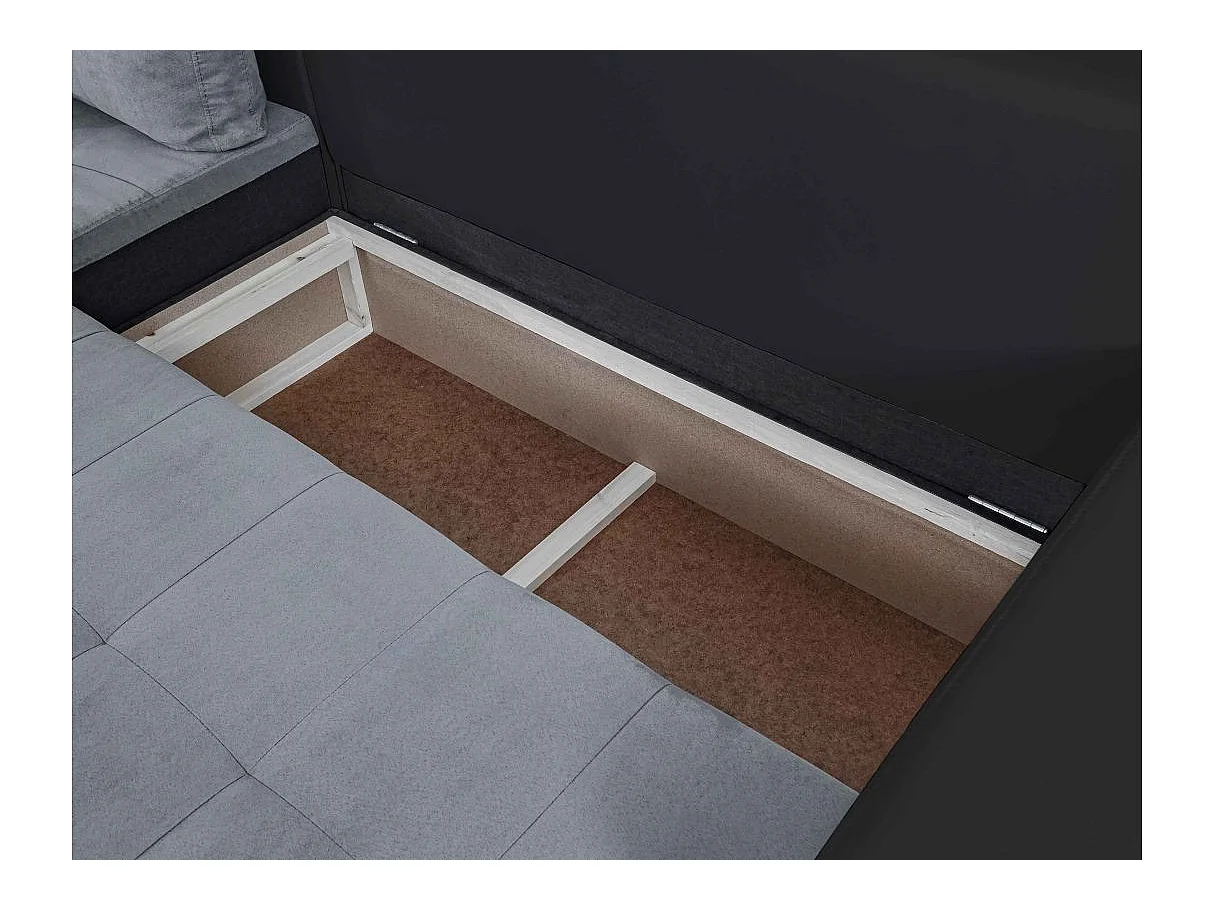 Canapé d'angle Gauche 4 places Suzie convertible en Simili et Microfibre - Gris et Noir - L246 x 188 x 80cm - Loungitude