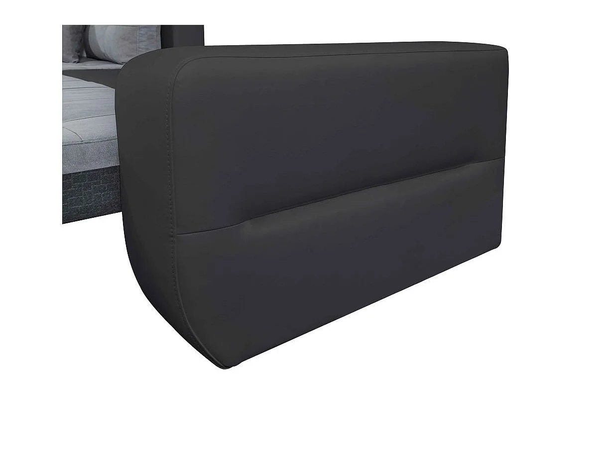 Canapé d'angle Gauche 4 places Suzie convertible en Simili et Microfibre - Gris et Noir - L246 x 188 x 80cm - Loungitude