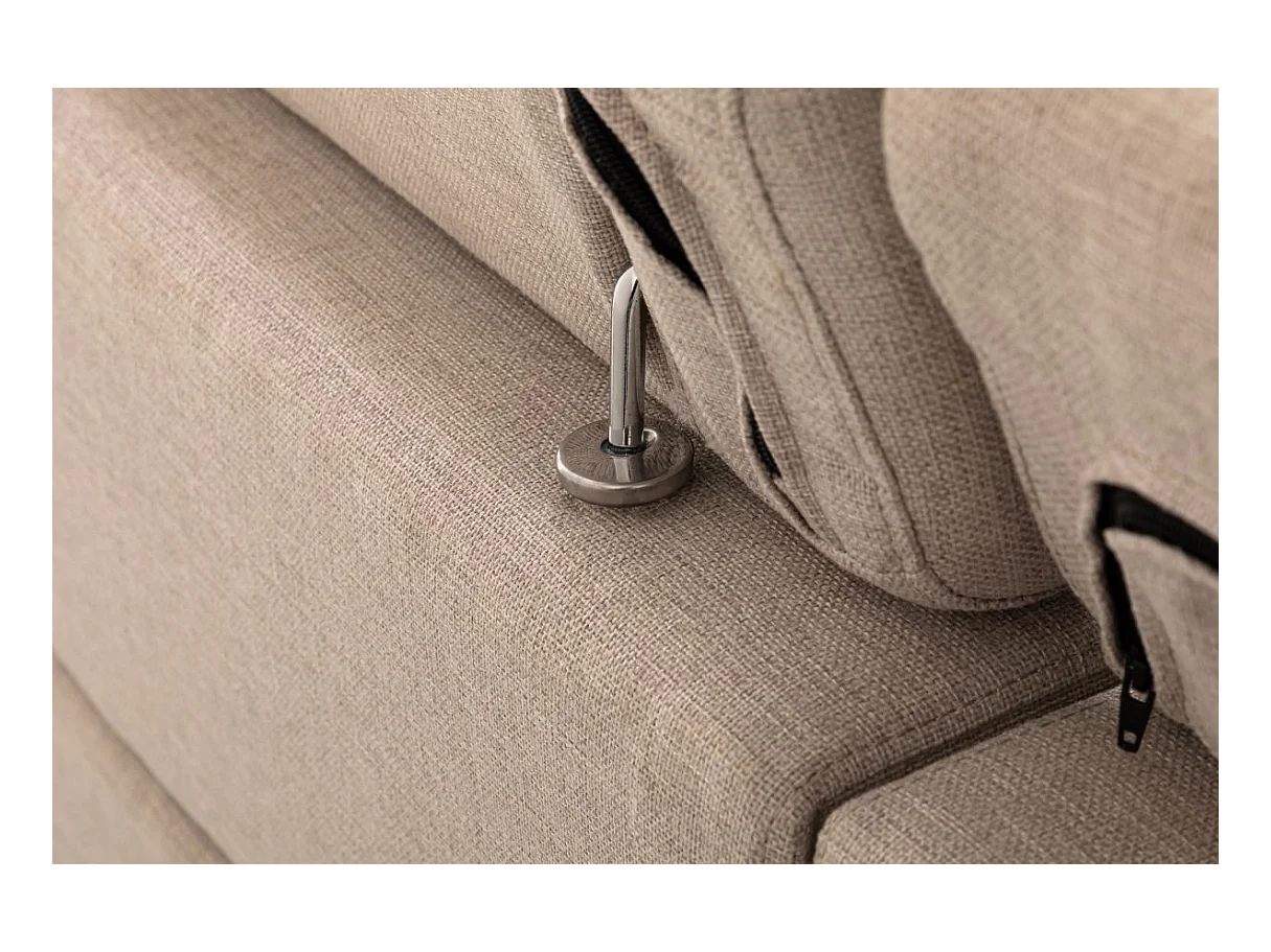 Canapé d'angle Panoramique 6 Places Paola Convertible en Tissu Avec Coffres - Beige - L322 x P196 x H76cm - Loungitude