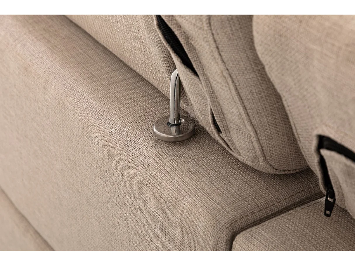 Canapé d'angle Panoramique 6 places Paola convertible en Tissu Avec Coffres - Beige - L322 x P196 x H76cm - Loungitude