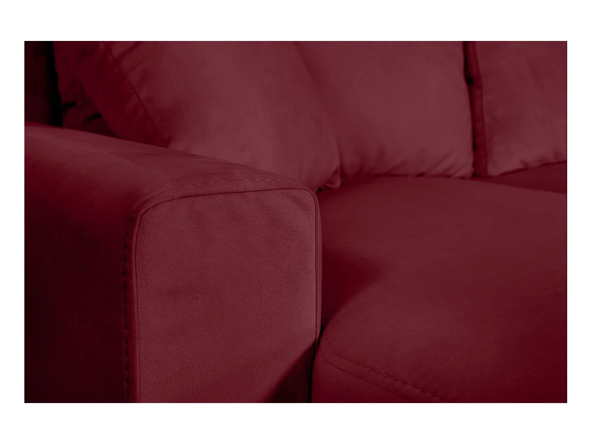Canapé d'angle Maria scandinave réversible et convertible avec coffre en velours - Bordeaux - L227 x 148 x 95cm - Loungitude