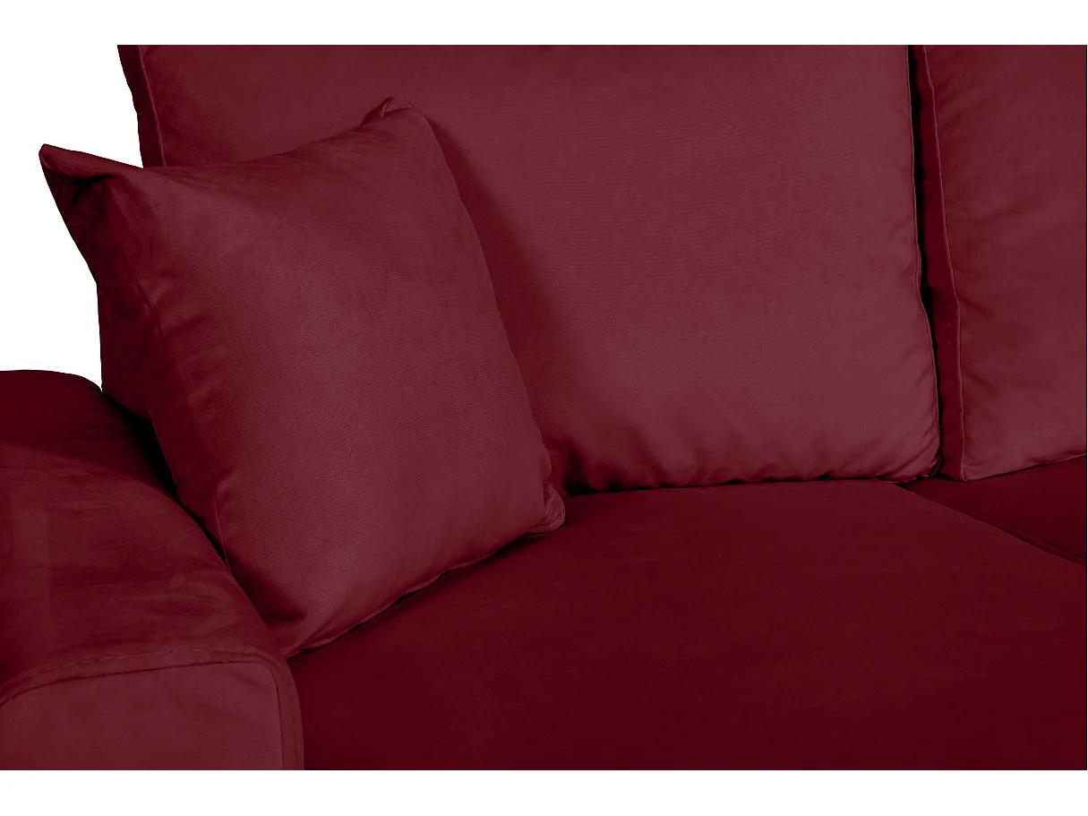 Canapé d'angle Maria scandinave réversible et convertible avec coffre en velours - Bordeaux - L227 x 148 x 95cm - Loungitude