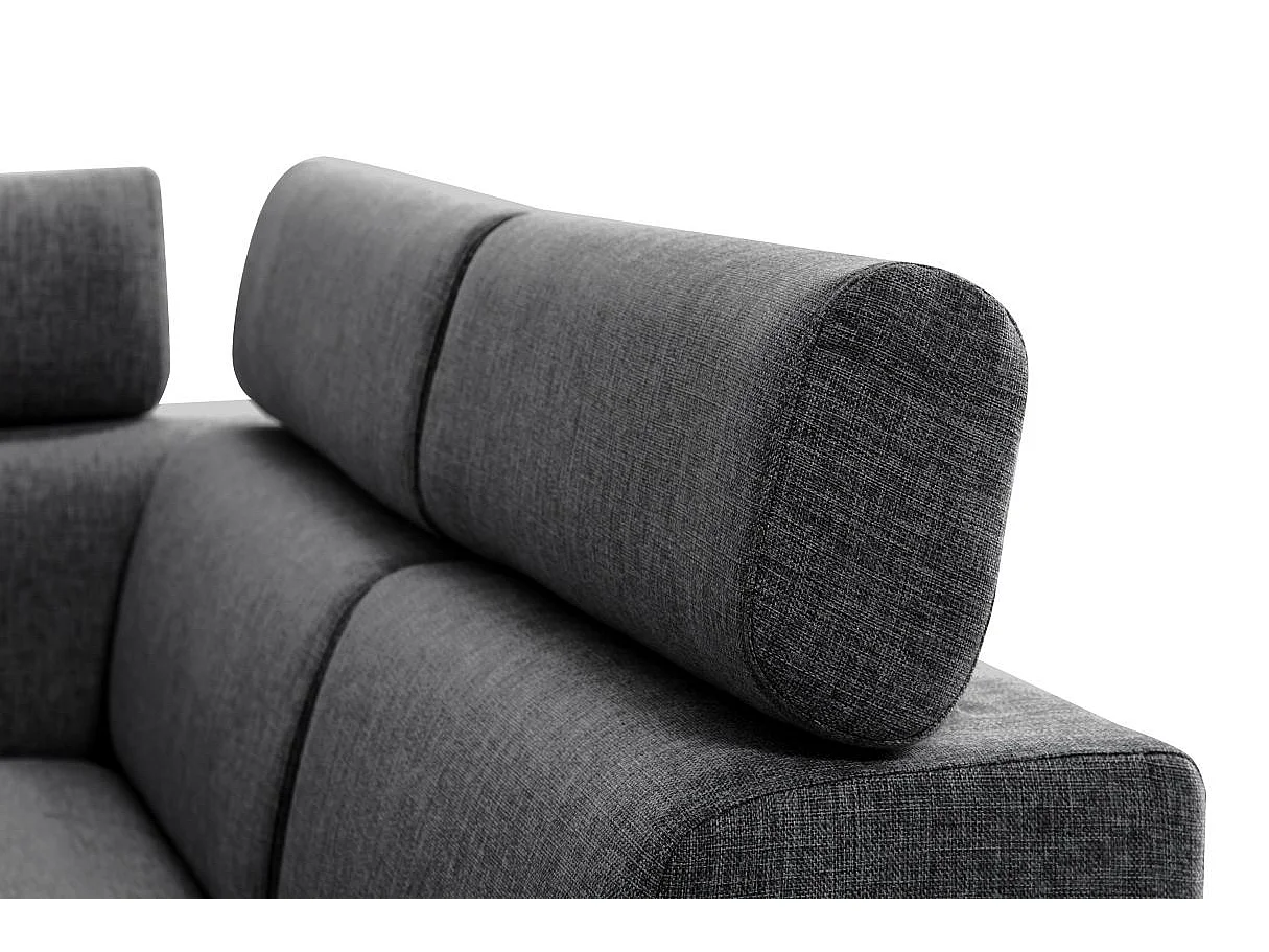 Canapé d'angle Panoramique 6 places Paola convertible en Tissu Avec Coffres - Gris anthracite - L322 x P196 x H76cm - Loungitude