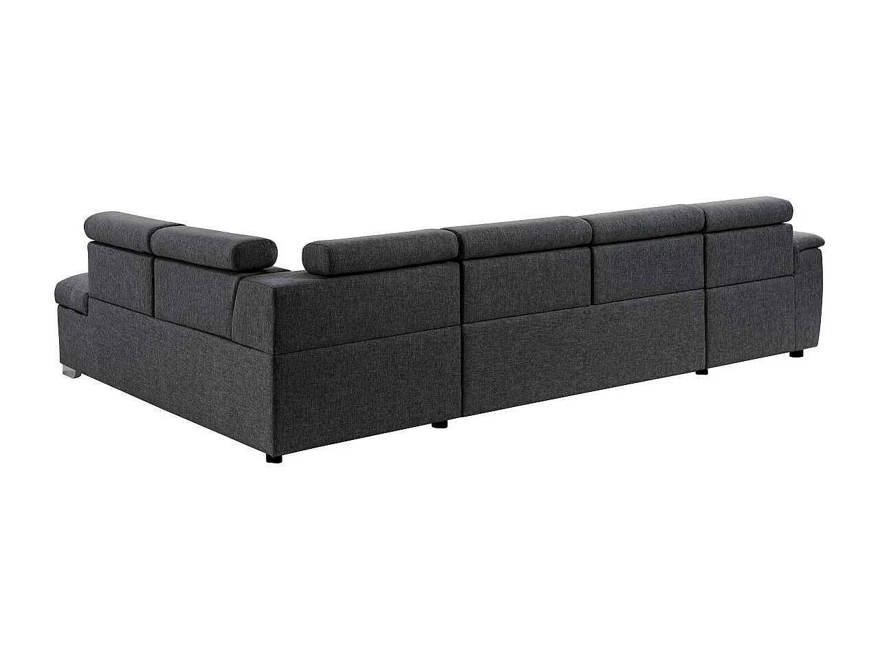 Canapé d'angle Panoramique 6 places Paola convertible en Tissu Avec Coffres - Gris anthracite - L322 x P196 x H76cm - Loungitude