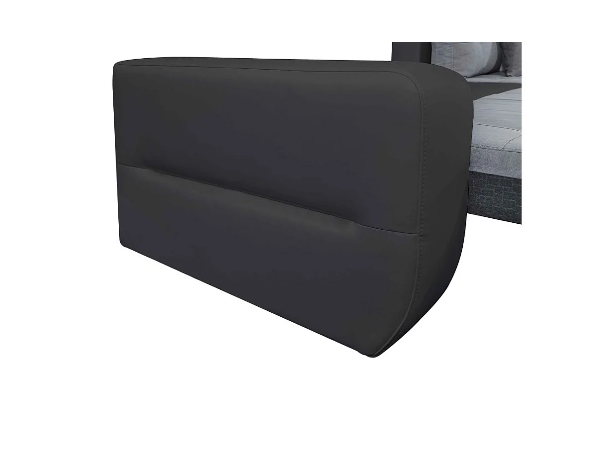 Canapé d'angle Droit 4 places Suzie Convertible en Simili et Microfibre - Gris et Noir - L246 x 188 x 80cm - Loungitude