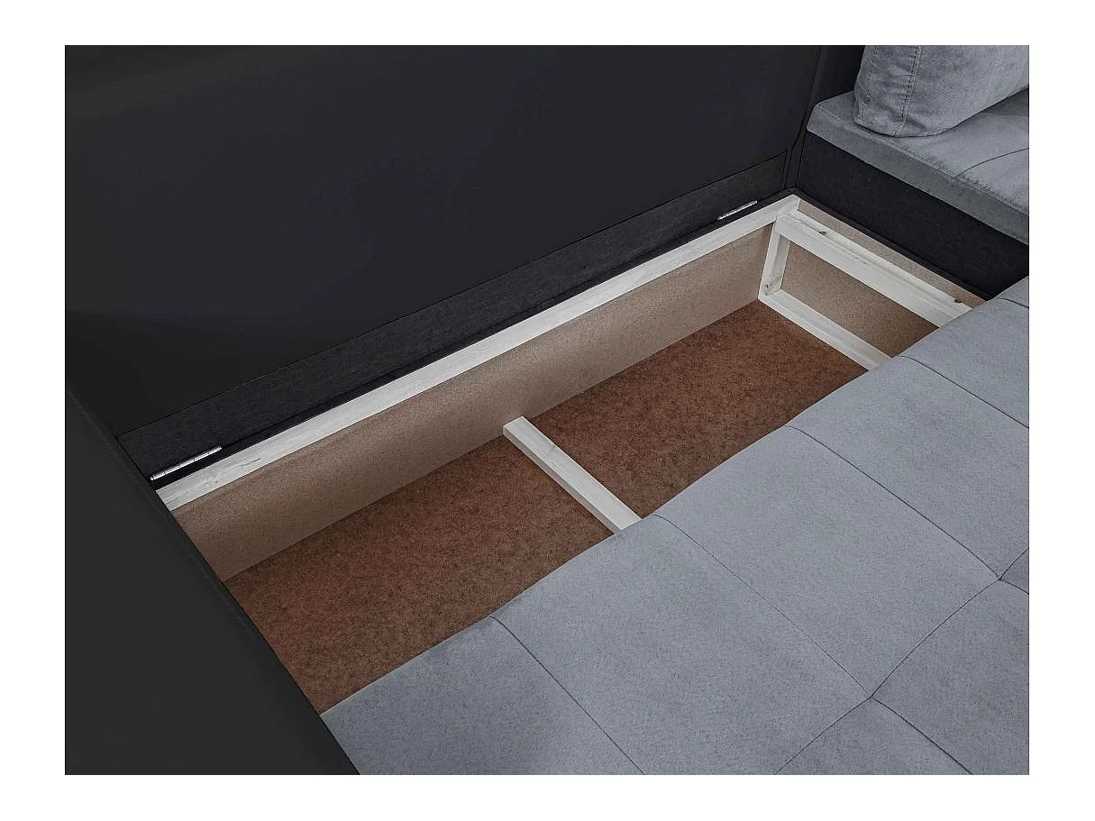 Canapé d'angle Droit 4 places Suzie convertible en Simili et Microfibre - Gris et Noir - L246 x 188 x 80cm - Loungitude