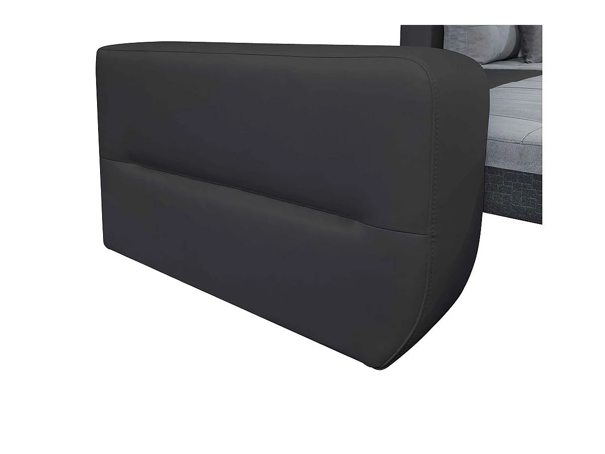 Canapé d'angle Droit 4 places Suzie convertible en Simili et Microfibre - Gris et Noir - L246 x 188 x 80cm - Loungitude