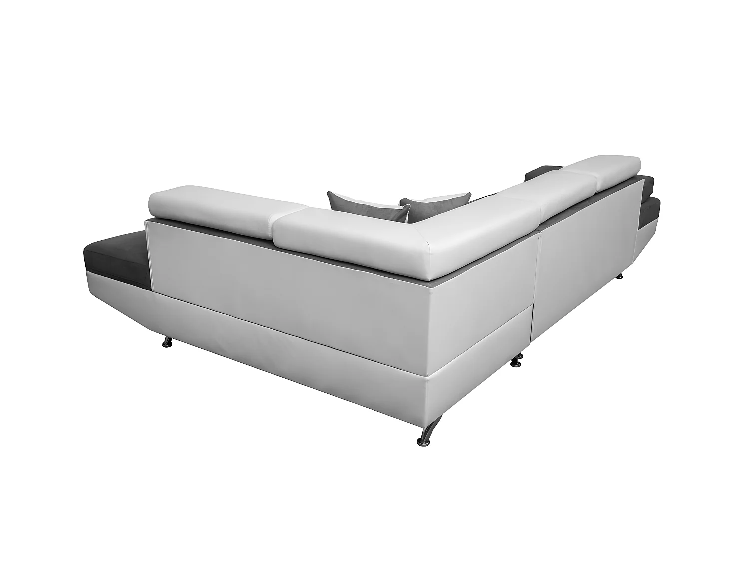 Canapé d'angle droit 5 places Rio Convertible avec coffre en microfibre et simili - Blanc/Gris - L271 x P192 x H70cm - Loungitude