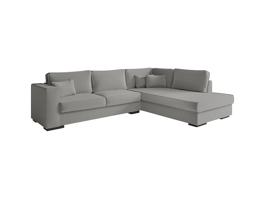 Canapé d'angle droit XXL Belami 6 places en tissu - Gris clair - L303 x 228 x 86cm - Loungitude