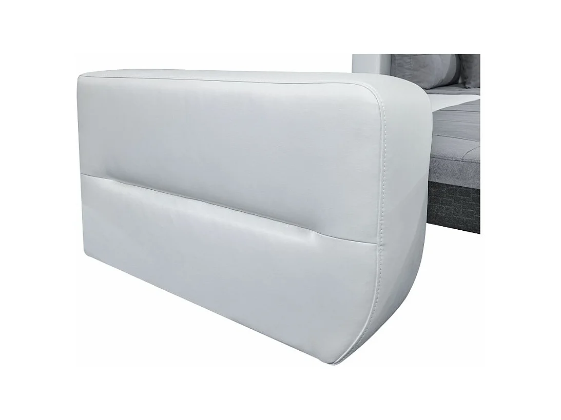 Canapé d'angle Droit 4 places Suzie Convertible en Simili et Microfibre - Blanc et Gris - L246 x 188 x 80cm - Loungitude