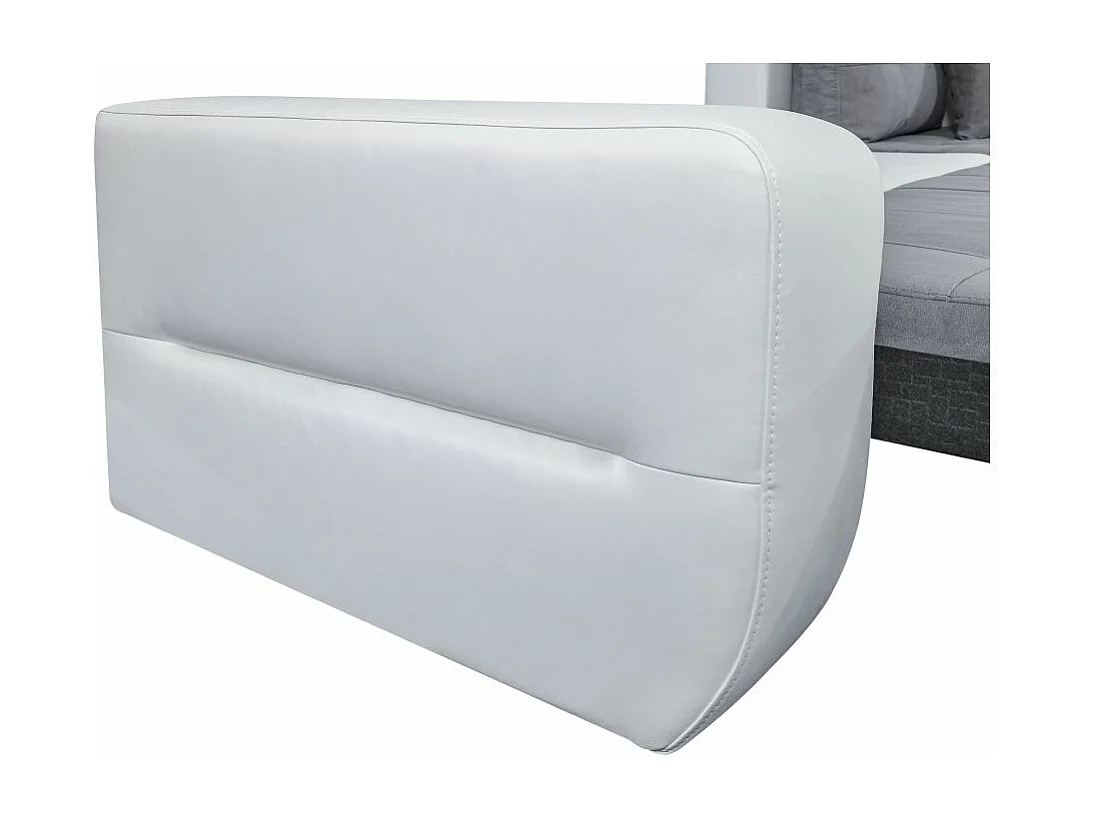Canapé d'angle Droit 4 places Suzie convertible en Simili et Microfibre - Blanc et Gris - L246 x 188 x 80cm - Loungitude