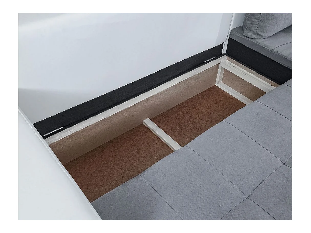 Canapé d'angle Droit 4 places Suzie convertible en Simili et Microfibre - Blanc et Gris - L246 x 188 x 80cm - Loungitude