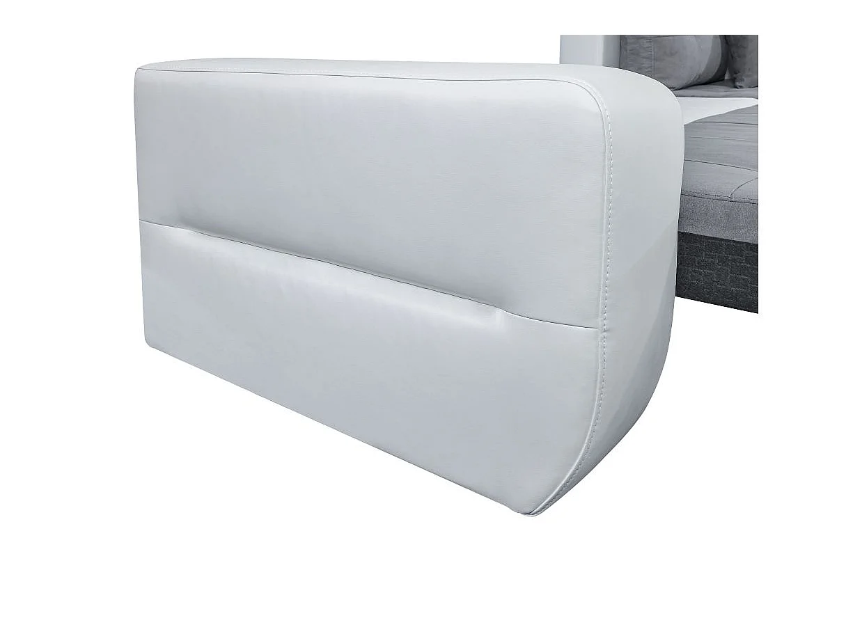 Canapé d'angle Droit 4 places Suzie convertible en Simili et Microfibre - Blanc et Gris - L246 x 188 x 80cm - Loungitude