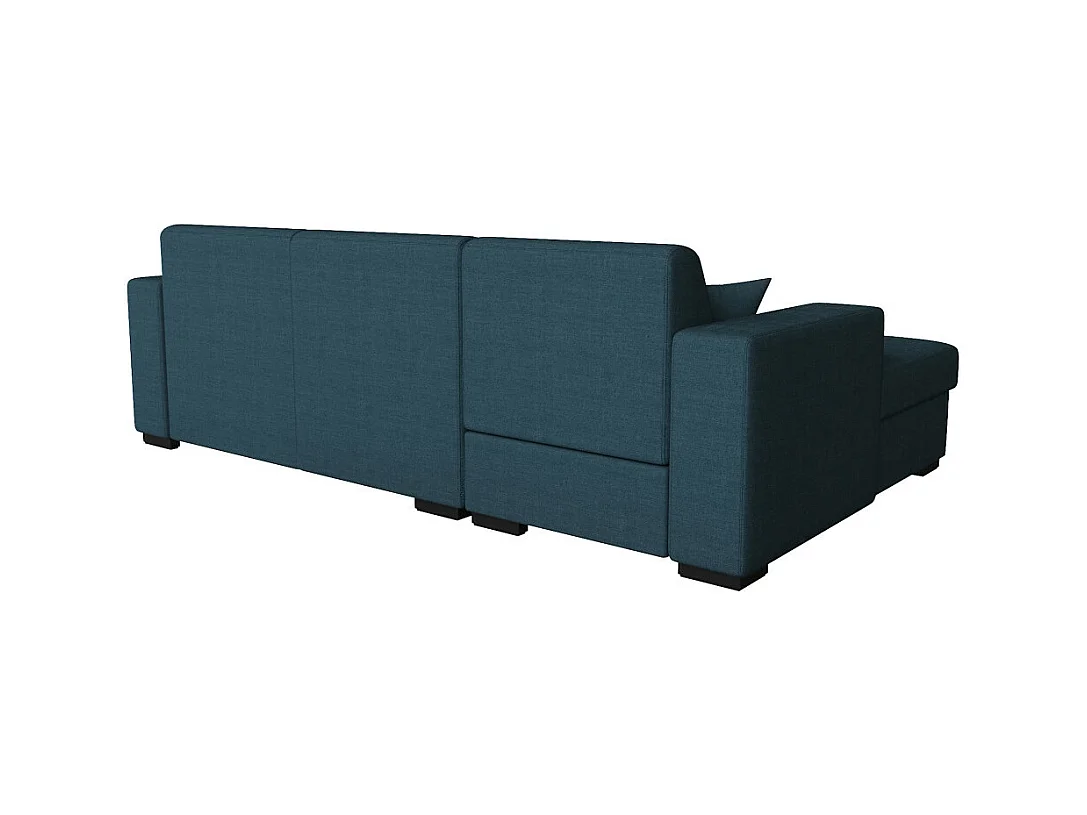 Canapé d'angle gauche 4 places Fuji XL convertible avec coffre en tissu - Bleu pétrole - L262 x 157 x 83cm - Loungitude