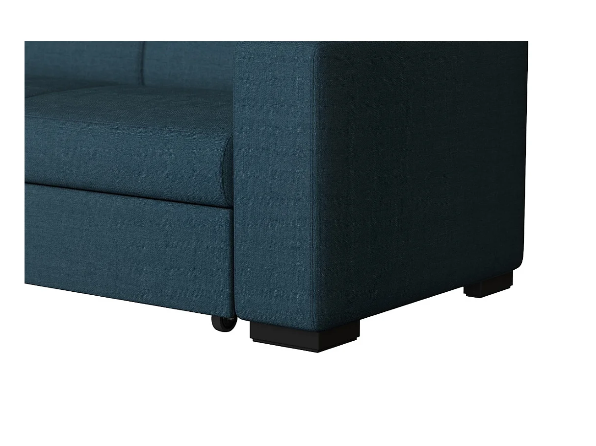 Canapé d'angle gauche 4 places Fuji XL convertible avec coffre en tissu - Bleu pétrole - L262 x 157 x 83cm - Loungitude
