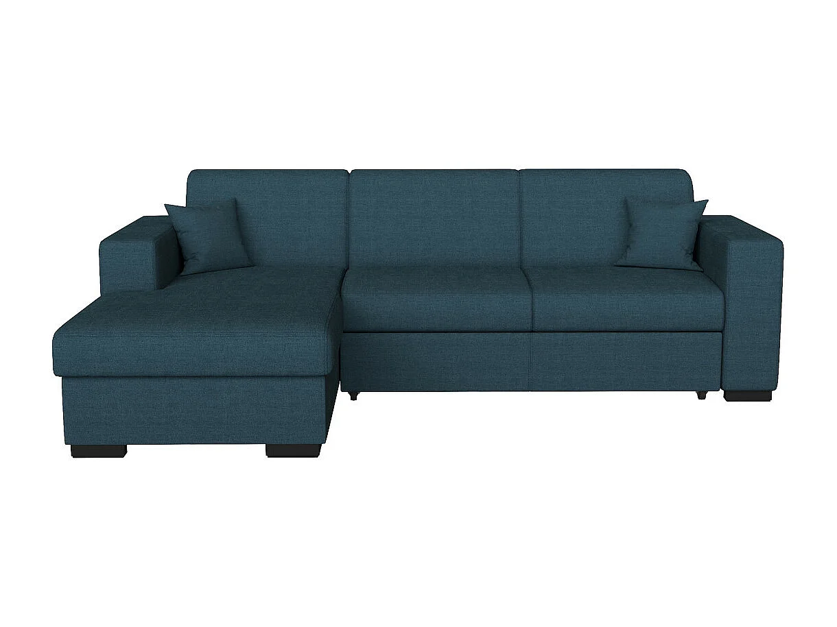 Canapé d'angle gauche 4 places Fuji XL convertible avec coffre en tissu - Bleu pétrole - L262 x 157 x 83cm - Loungitude