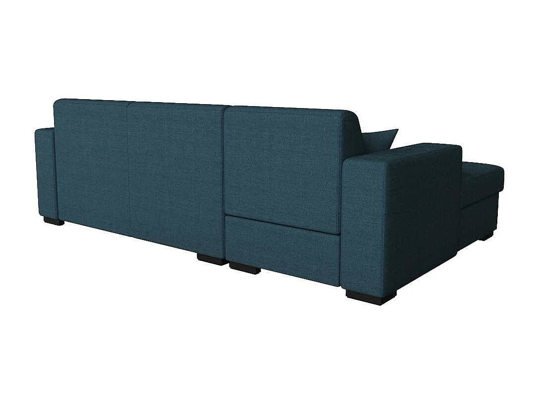 Canapé d'angle gauche 4 places Fuji XL convertible avec coffre en tissu - Bleu pétrole - L262 x 157 x 83cm - Loungitude