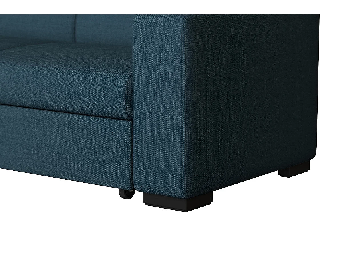 Canapé d'angle gauche 4 places Fuji XL convertible avec coffre en tissu - Bleu pétrole - L262 x 157 x 83cm - Loungitude