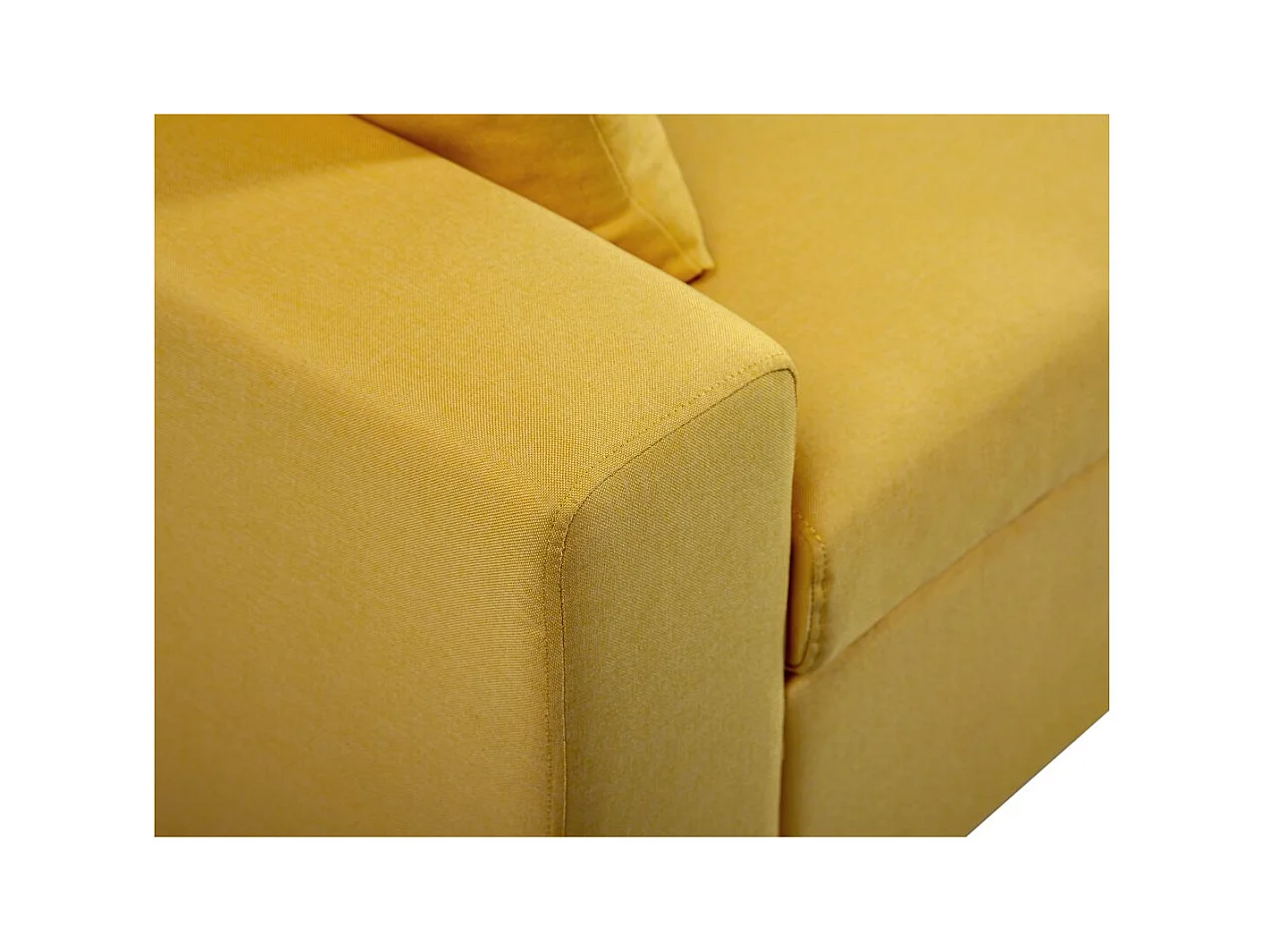Canapé d'angle Maria scandinave Réversible et Convertible Avec Coffre en Tissu - Jaune ocre - L227 x 148 x 95cm - Loungitude